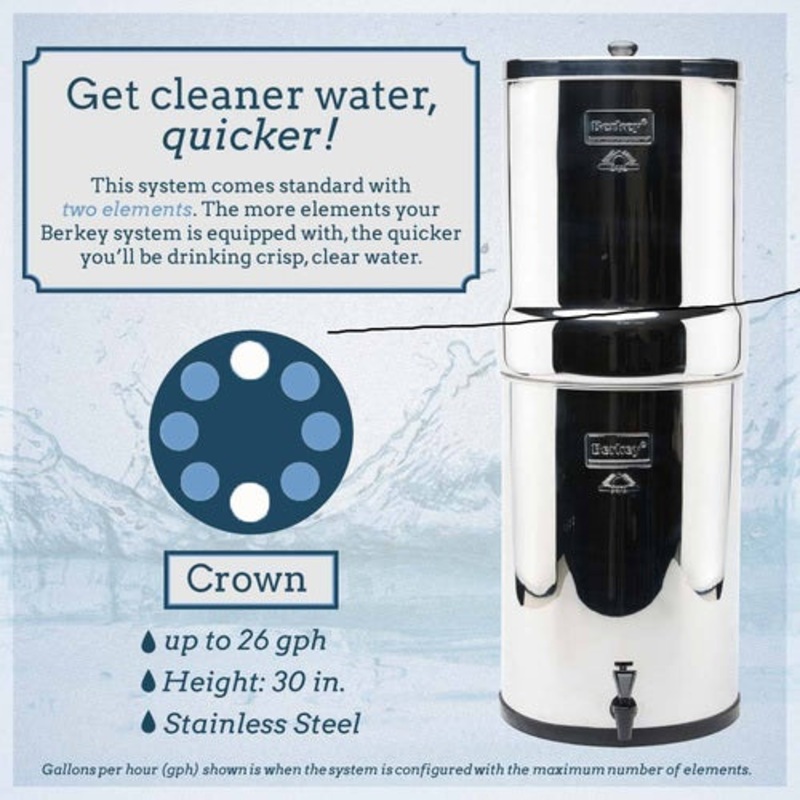 Crown Berkey CRN8X6-BB 6 Gal. Water Purifier 6 Filters