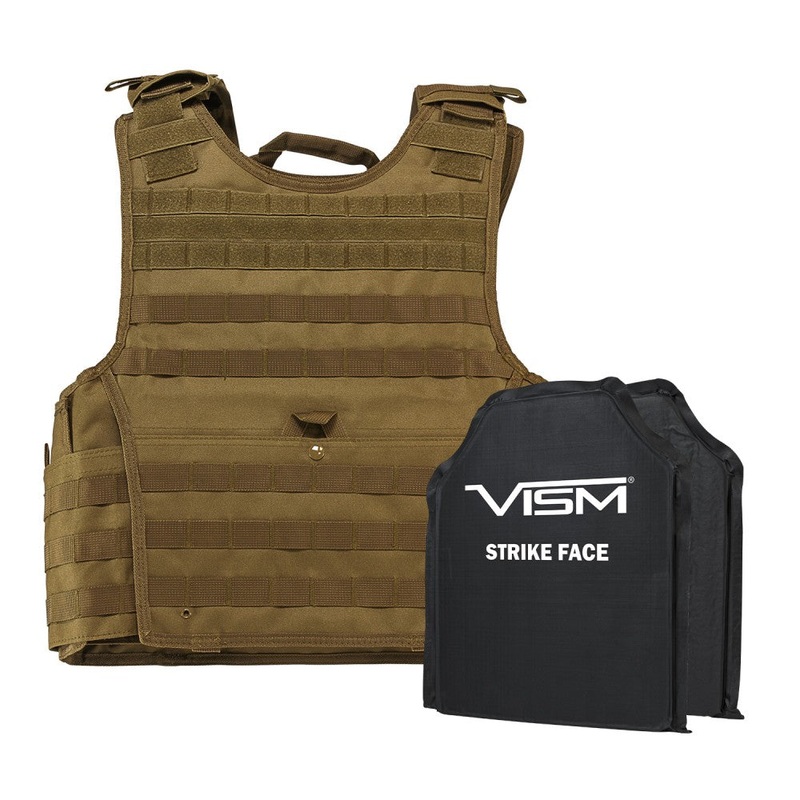 LEVEL IIIA  EXPERT PLATE CARRIER VEST WITH TWO 10X12 SHOOTERS CUT SOFT BALLISTIC PANELS/TAN/XS-S