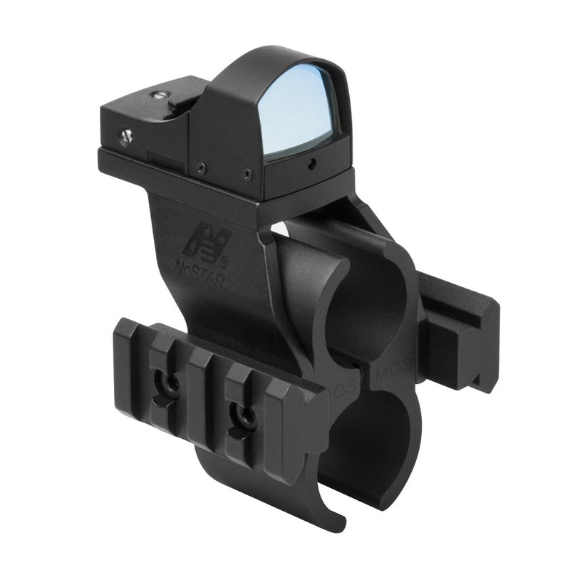 NcStar MSHBDMOSG-A Mossberg 500/590 Shotgun Barrel and Magazine Tube Micro-Dot and Rail Mount with Green Micro Dot