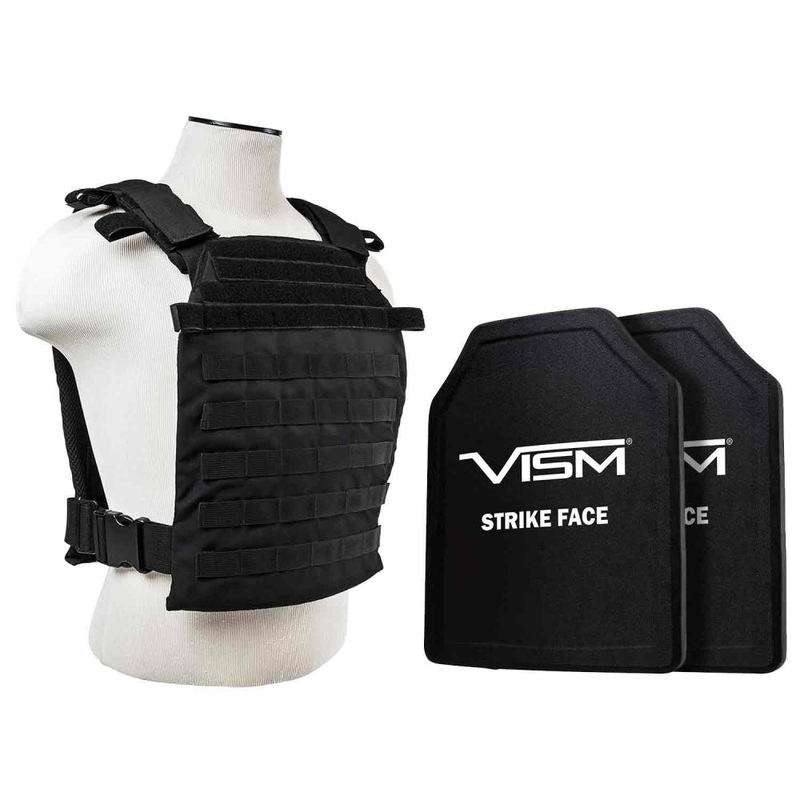 Level III+ Large Fast Plate Carrier w/11X14′ Level III+ PE Shooter’s Cut 2X Hard Balllistic Plates [XL-3XL] – Black