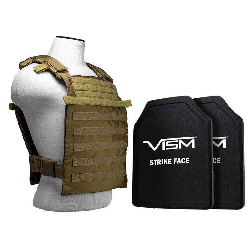 Level III+ LargeR Fast Plate Carrier w/11X14′ Level III+ PE Shooter’s Cut 2X Hard Balllistic Plates [XL-3XL] – Tan
