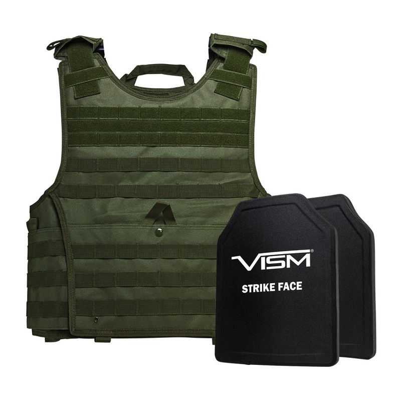 LEVEL III+ VISM by NcSTAR BPCVPCVXL2963G-A EXPERT PLATE CARRIER VEST (2XL+) WITH 10X12′ LEVEL III+ PE SHOOTERS CUT 2X HARD BALLISTIC PLATES/ EXTRA LARGE/GREEN