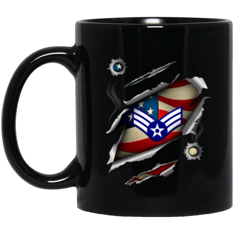 US Air Force E-4 Senior Airman SrA E4 Enlisted Airman Ranks AF Rank 11oz – 15oz Black Mug