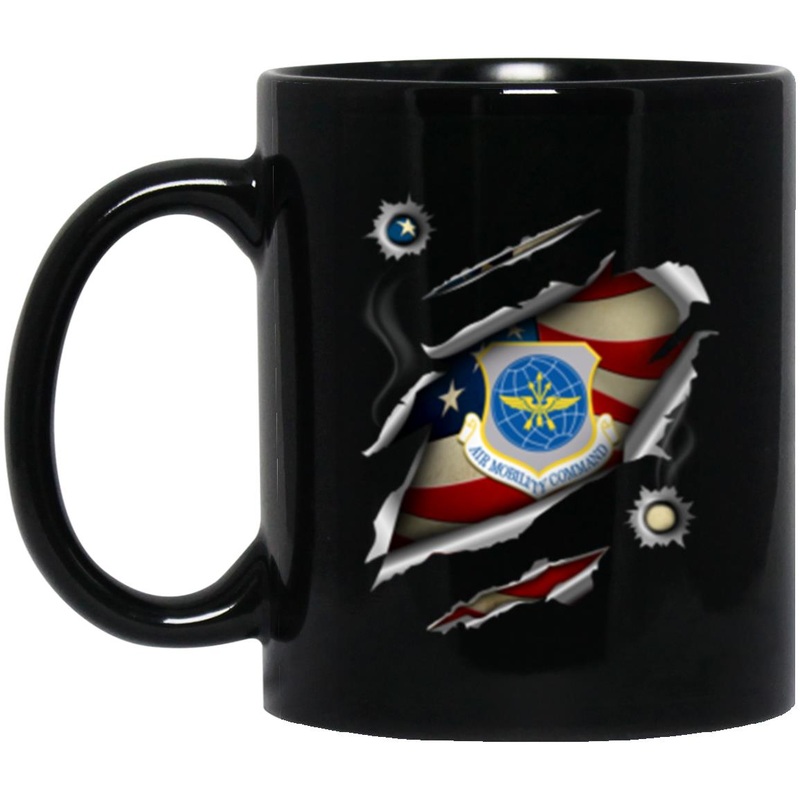 US Air Force Air Mobility Command 3D Bullet Holes Effect 11oz – 15oz Black Mug