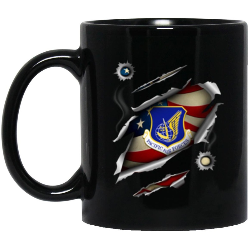 US Air Force Pacific Air Forces 3D Bullet Holes Effect 11oz – 15oz Black Mug