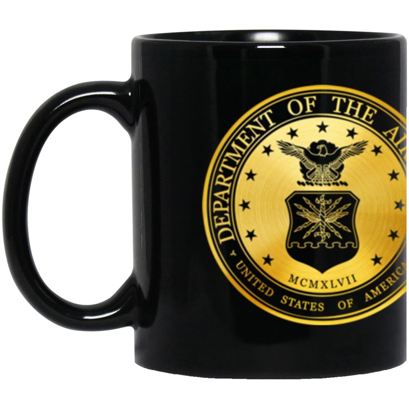 US Air Force Strategic Air Command Metallic Gold Effect 11oz – 15oz Black Mug