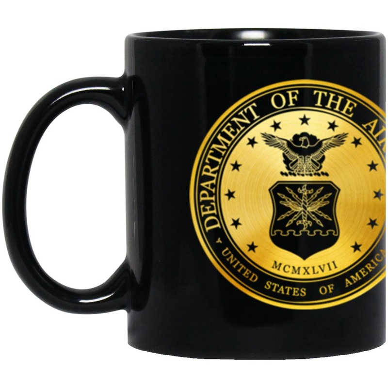 US Air Force Tactical Air Command Metallic Gold Effect 11oz – 15oz Black Mug