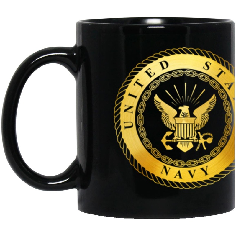 US Navy Naval Astronaut Flight Officer Metallic Gold Effect 11oz – 15oz Black Mug