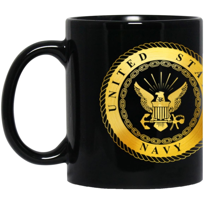 US Navy Naval Flight Officer Metallic Gold Effect 11oz – 15oz Black Mug