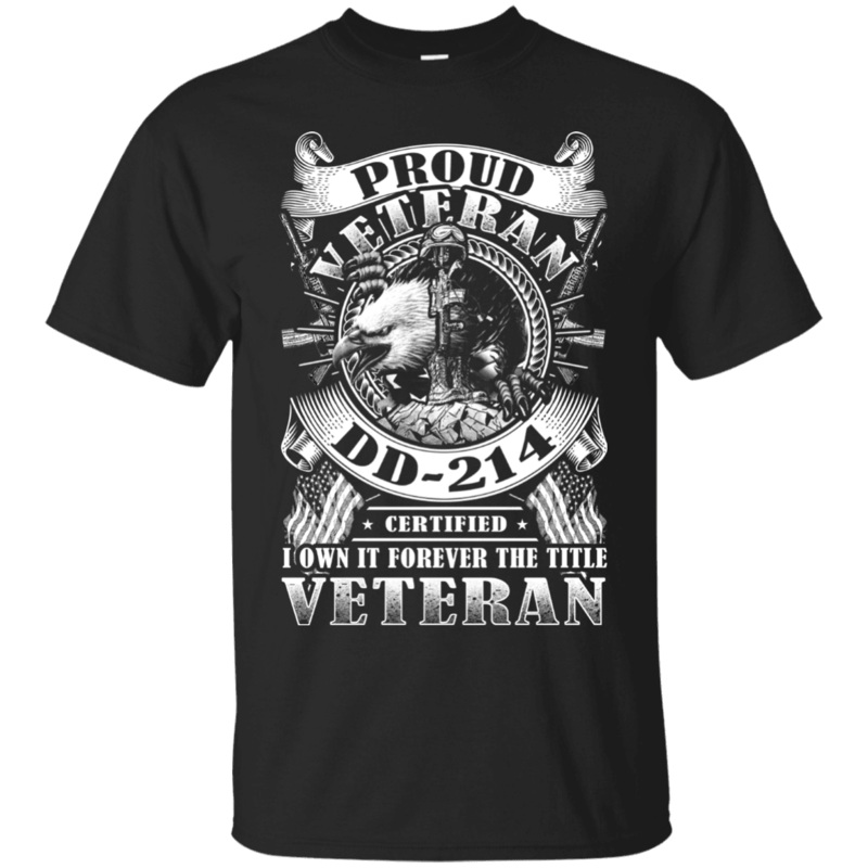 Military T-Shirt Proud Veteran DD 214 Front