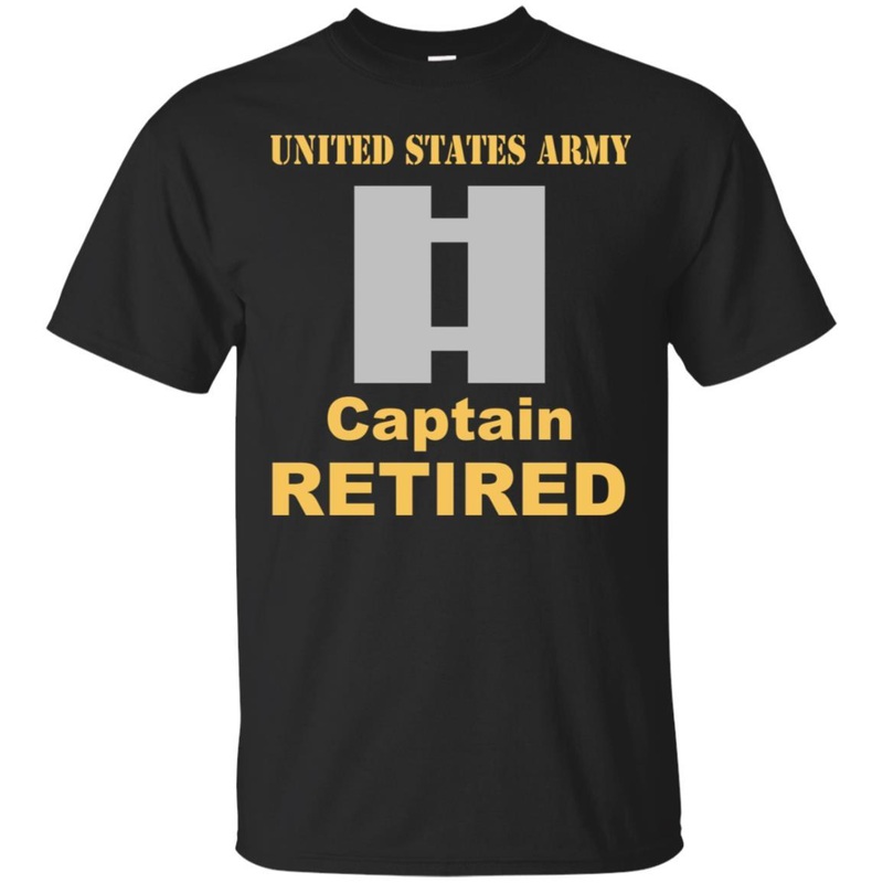 US Army O-3 Captain O3 CPT Commissioned Officer Retired Men T Shirt On Front