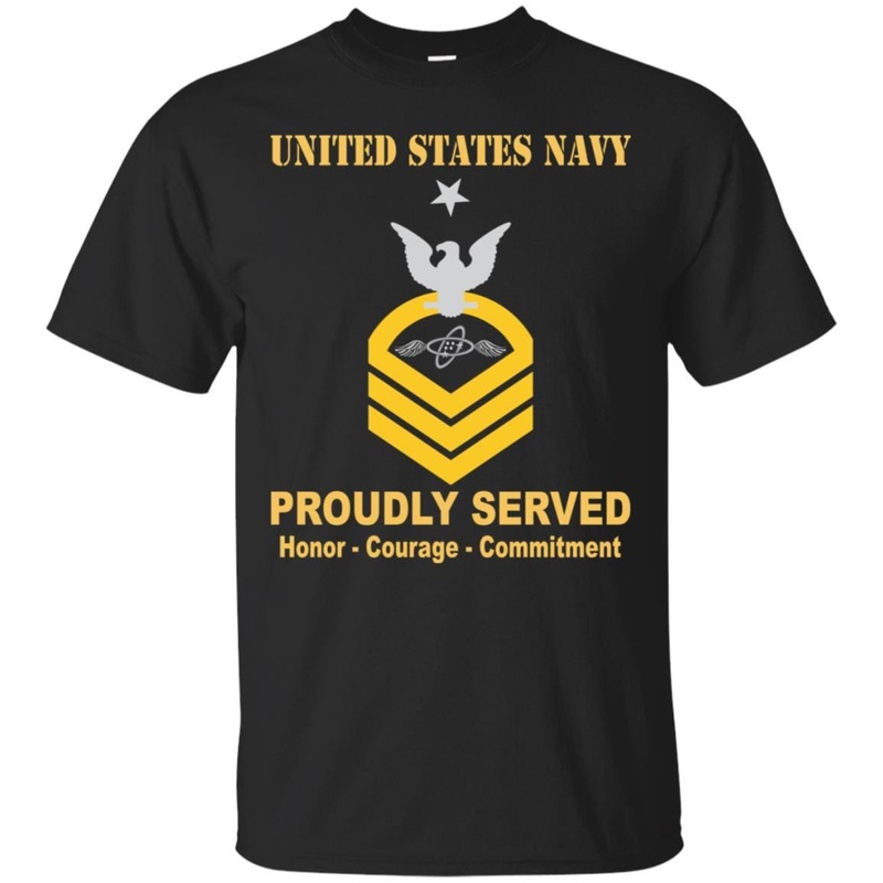 Navy Aviation Electronics Technician Navy AT E-8 Rating Badges Proudly Served T-Shirt For Men On Front