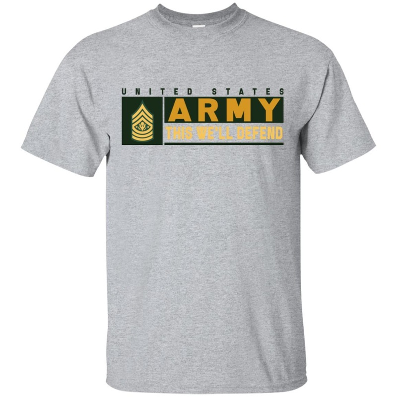 US Army E-9 SMA This We Will Defend T-Shirt On Front For Men