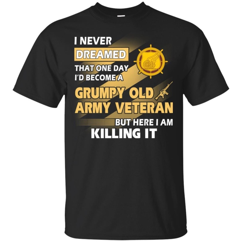 US Army T-Shirt Transportation Corps Grumpy Old Veteran On Front