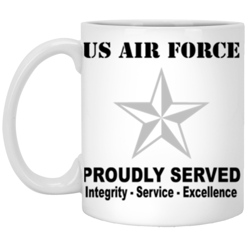 US Air Force O-7 Brigadier General Brig O7 General Officer Ranks Proudly Served Core Values 11 oz. White Mug