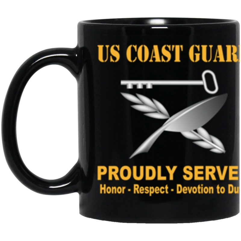 USCG USCG CULINARY SPECIALIST CS Logo Proudly Served Core Values 11 oz. Black Mug