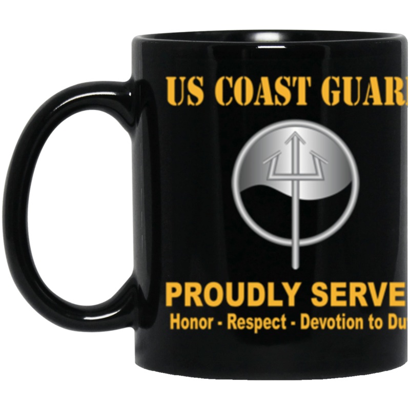 USCG USCG MARINE SCIENCE TECHNICIAN MST Logo Proudly Served Core Values 11 oz. Black Mug