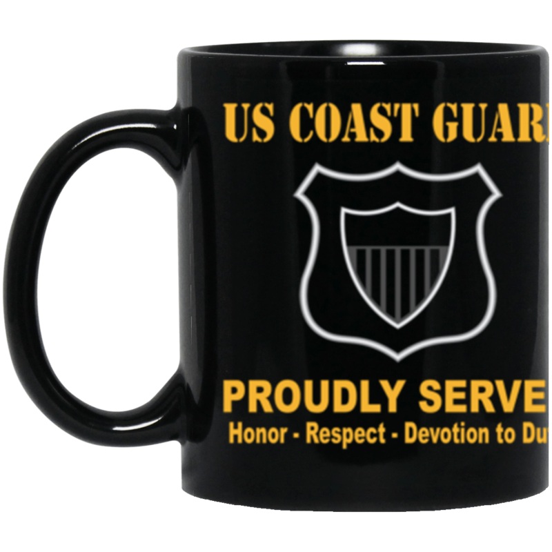 USCG USCG MARITIME ENFORCEMENT ME Logo Proudly Served Core Values 11 oz. Black Mug