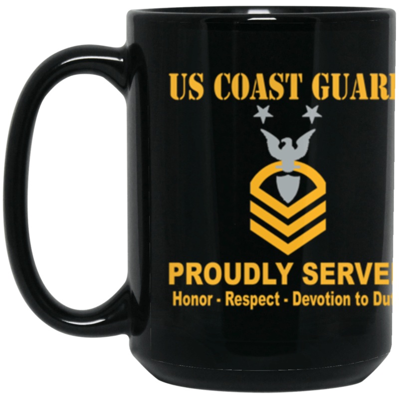 US Coast Guard E-9 Command Master Chief Petty Officer E9 CMC Chief Petty Officer Proudly Served Core Values 15 oz. Black Mug