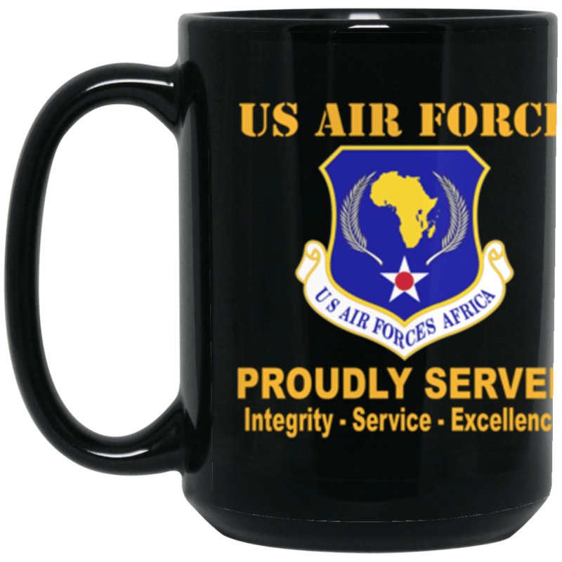 United States Air Forces Africa Proudly Served Core Values 15 oz. Black Mug IJRL6346086360