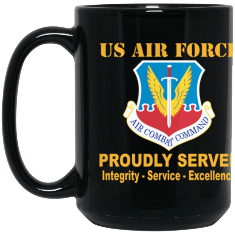 US Air Force Air Combat Command Proudly Served Core Values 15 oz. Black Mug IJRL6346086365