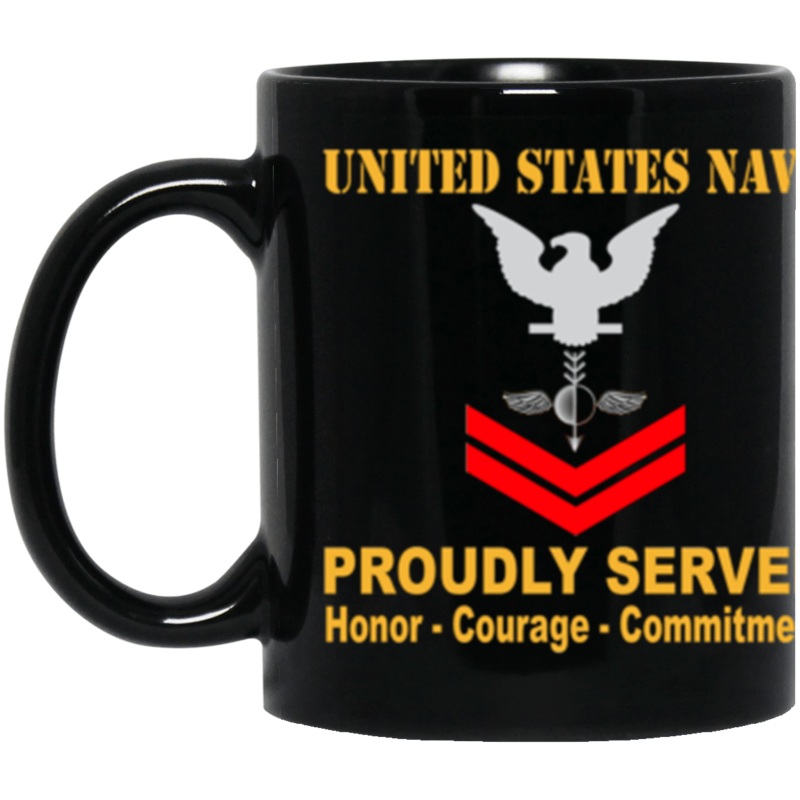 US Navy Aerographers Mate Navy AG E-5 Red Stripe 11 oz. Black Mug