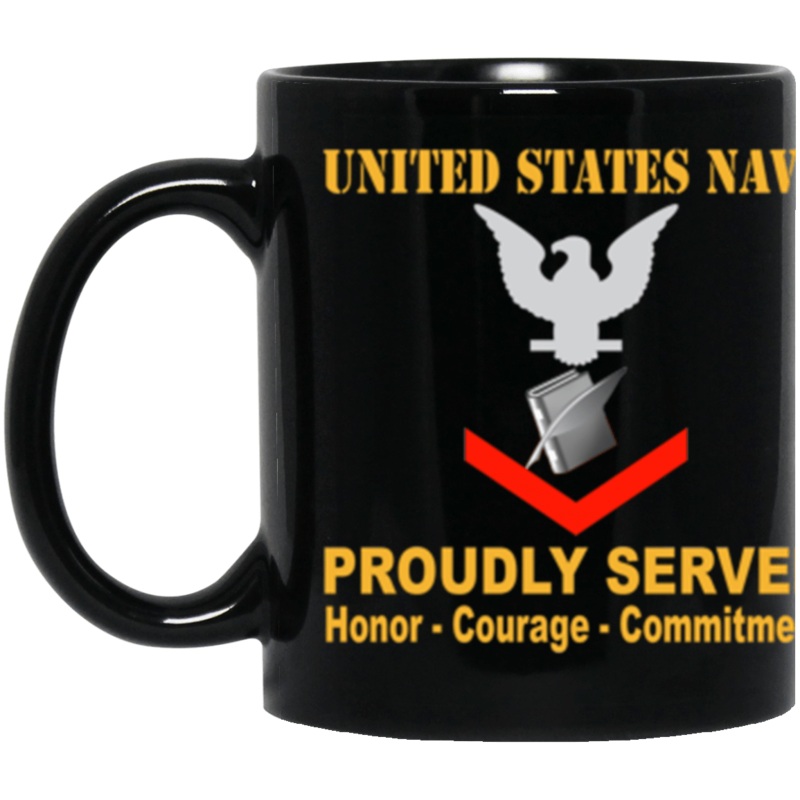 US Navy Personnel Specialist Navy PS E-4 11 oz. Black Mug