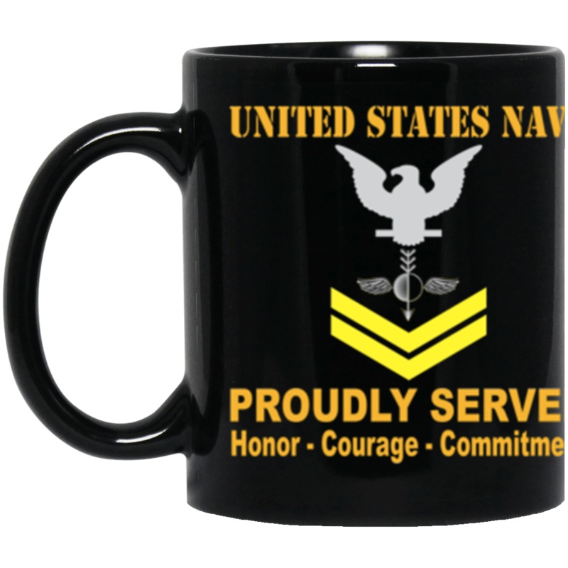 US Navy Aerographers Mate Navy AG E-5 Gold Stripe 11 oz. Black Mug