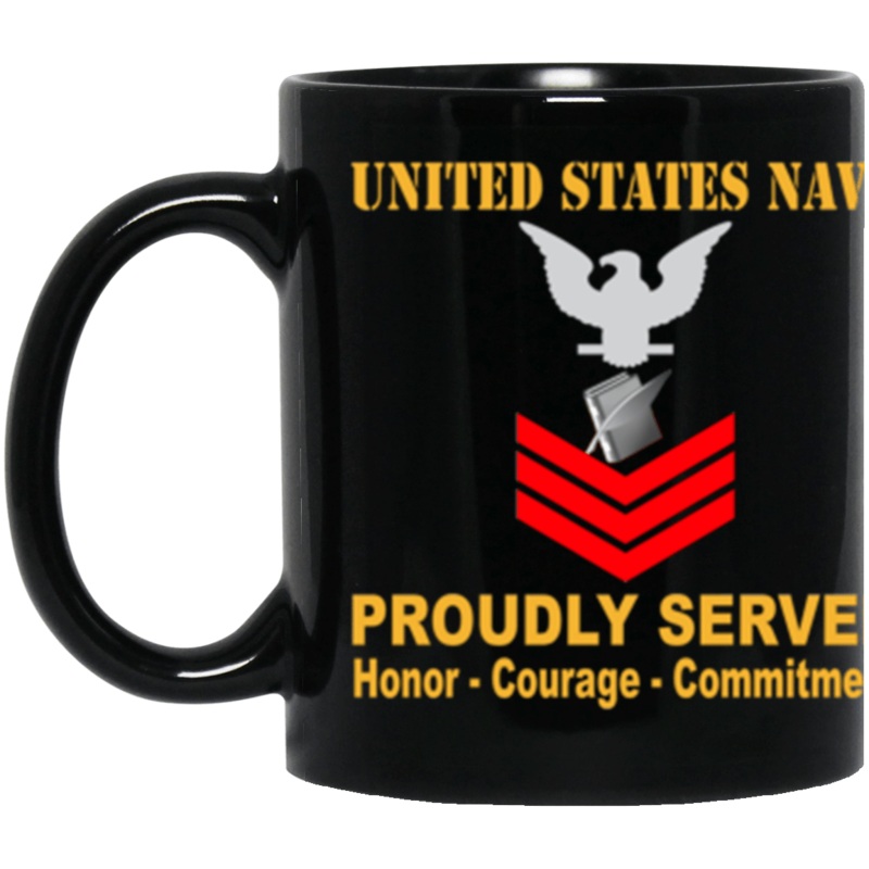 US Navy Personnel Specialist Navy PS E-6 Red Stripe 11 oz. Black Mug