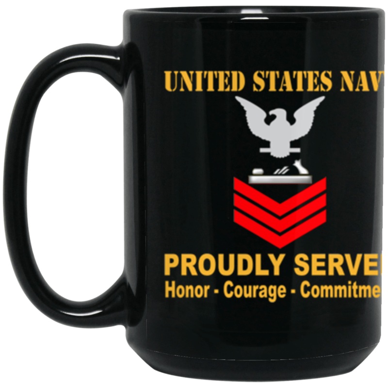 US Navy Patternmaker Navy PM E-6 Red Stripe 15 oz. Black Mug