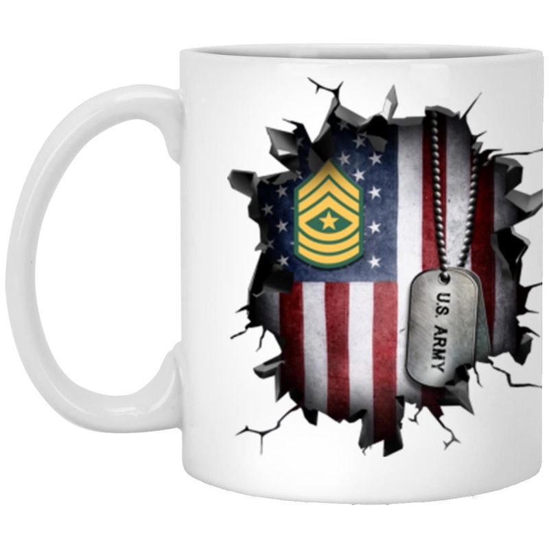 US Army E-9 Sergeant Major E9 SGM Noncommissioned Officer Ranks 3D Break Effect 11oz – 15oz White Mug