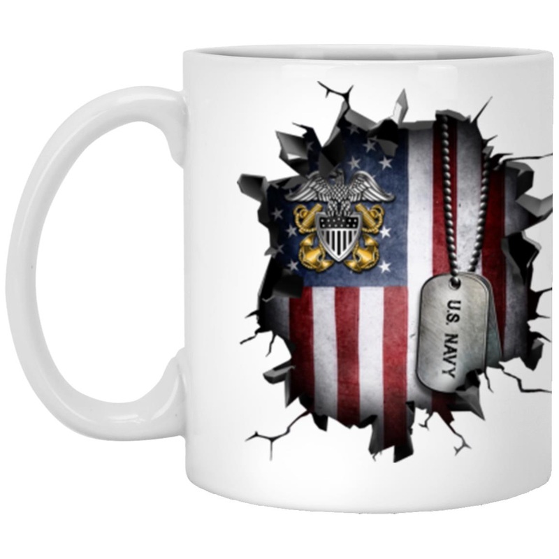 US Navy Officer Cap Device 3D Break Effect Coffee Mug 11oz – 15oz White Mug