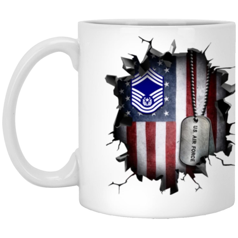US Air Force E-9 Chief Master Sergeant Of The Air Force E9 CMSAF Noncommissioned Officer (Special) AF Ranks 3D Break Effect Coffee Mug 11oz – 15oz White Mug