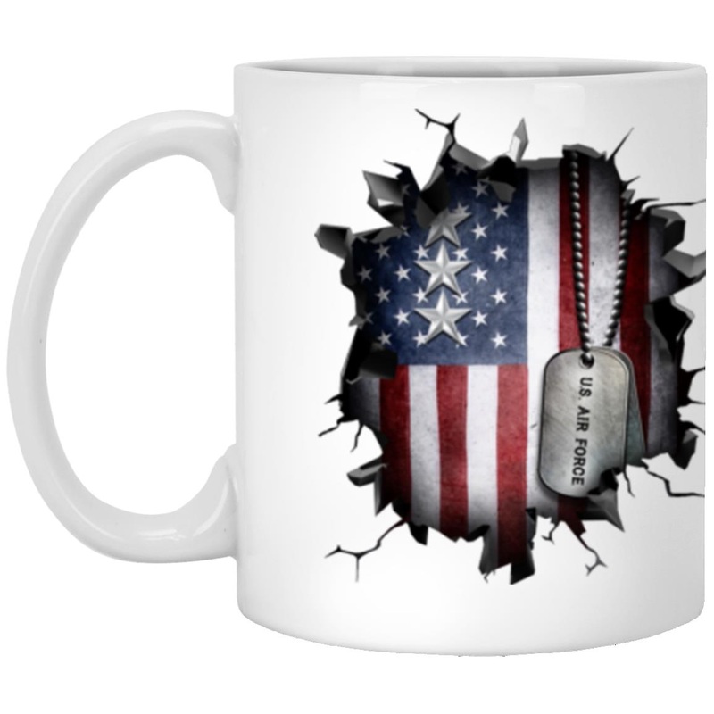 US Air Force O-9 Lieutenant General Lt Ge O9 General Officer Ranks 3D Break Effect Coffee Mug 11oz – 15oz White Mug