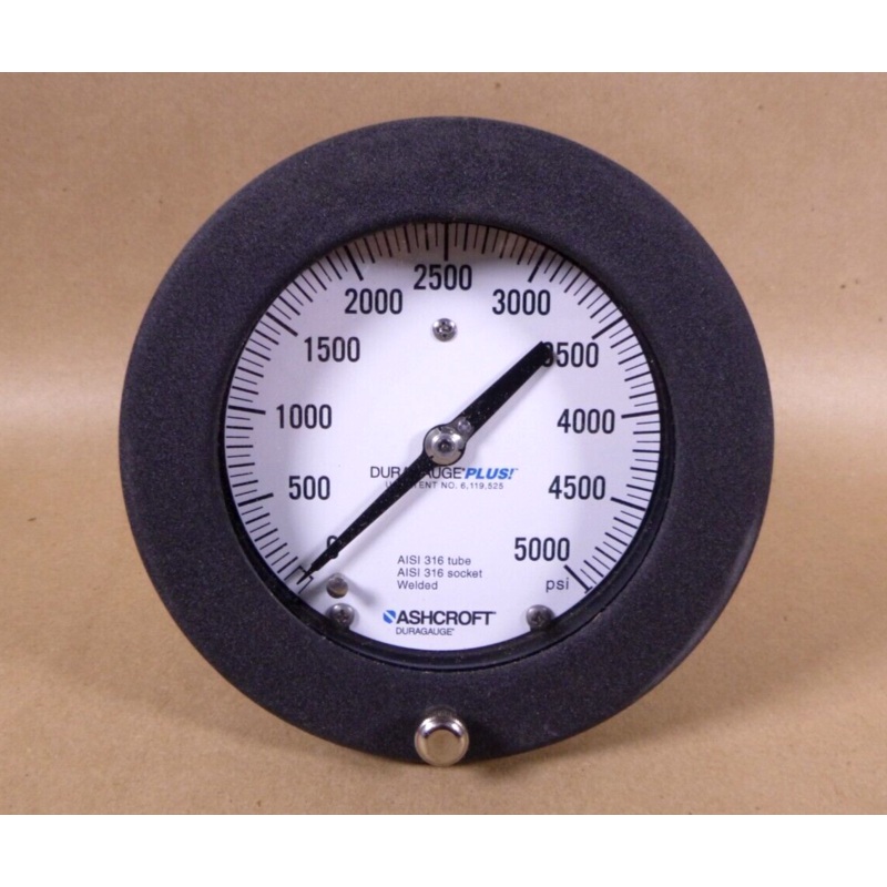 ASHCROFT 4.5 Dial Analog Aluminum Duragauge Pressure Gauge 1/4 NPT 5000 PSI